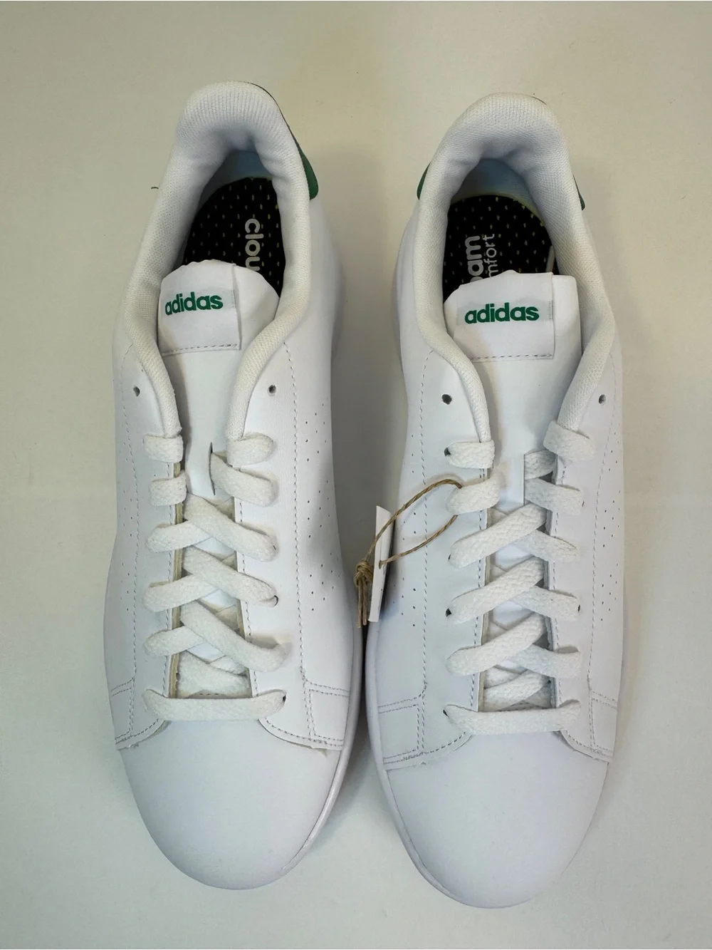 adidas Advantage Men’s Size 10 White Green Casual Tennis Sneakers GZ5300
